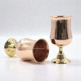 Set of 2 Copper Glass With Brass Base