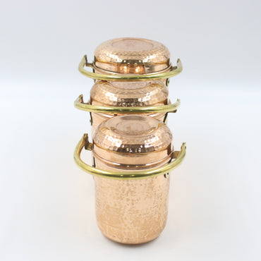 Set of 3 Copper Container with Brass Handle