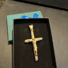 Mens Cross Pendant 24K Gold Plated