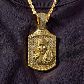 Mens Saibaba Pendant 24K Gold Plated