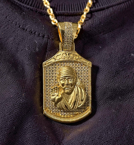 Mens Saibaba Pendant 24K Gold Plated