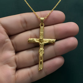 Mens Cross Pendant 24K Gold Plated