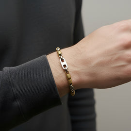 Bold Interlock Men’s Bracelet – Steel Core with 24K Gold Coating ( 001 )