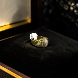 Premium 24K Gold Plated with American Diamonds Mens Ring 004