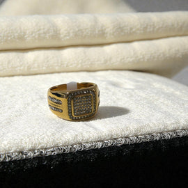 Premium 24K Gold Plated with American Diamonds Mens Ring 005