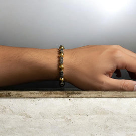 Bold Interlock Men’s Bracelet – Steel Core with 24K Gold Coating ( 003 )
