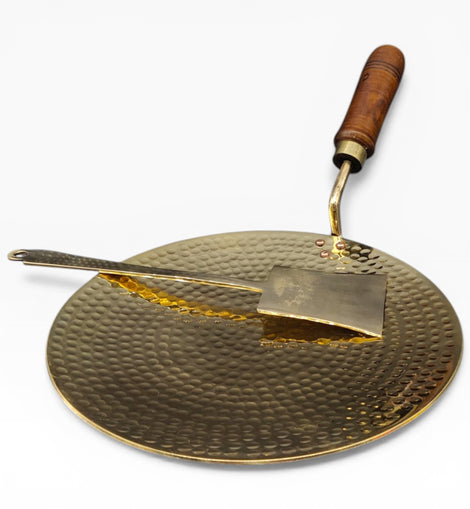 Brass Dosa Tawa With Wooden Handle and Ladle