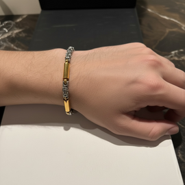 Bold Interlock Men’s Bracelet – Steel Core with 24K Gold Coating (002)