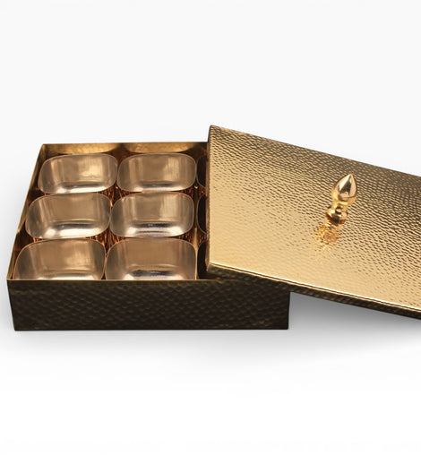 9 Pits Brass Big Spice Box