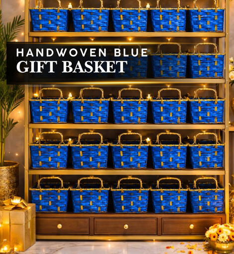 Handoven Blue Hamper Basket ( Set of 10 Bags )