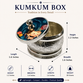Kumkum Holder Pichwai Design Green Lid