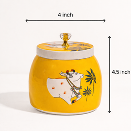 4 Inch Yellow Pichwai Metal Jar ( 10 Piece )