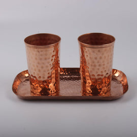 2 Copper Glass With Tray