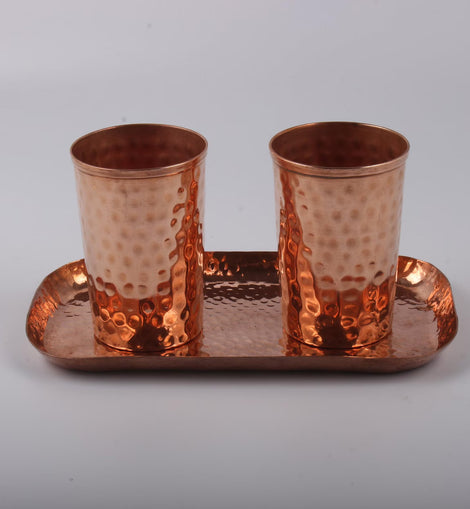 2 Copper Glass With Tray