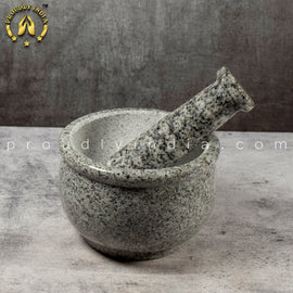 White and Black Marble Mortar Pestle Dia 15cm