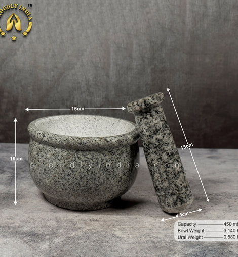 White and Black Marble Mortar Pestle Dia 15cm