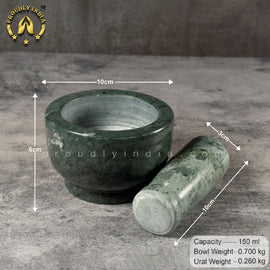 Green Marble Mortar Pestle Dia 10 cm