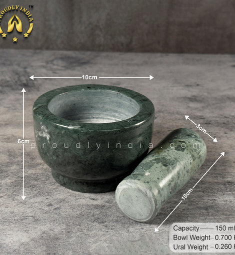 Green Marble Mortar Pestle Dia 10 cm
