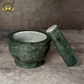 Green Marble Mortar Pestle Dia 12 cm