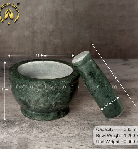 Green Marble Mortar Pestle Dia 12 cm