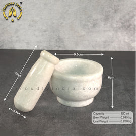 White Marble Mortar Pestle Dia 9.5 cm