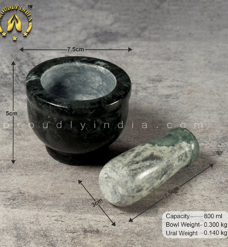 Mini Marble Green Mortor and Pestle, Mini Idikallu