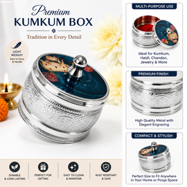 Kumkum Holder Pichwai Design Green Lid