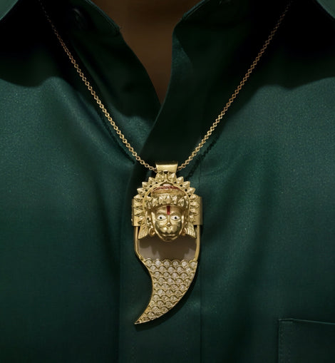 Mens Hanuman Ji Pendant 24K Gold Coated