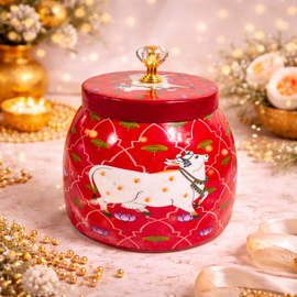 5 Inch Red Shubh Pichwai Metal Jar ( Pack of 10 )