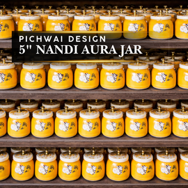 5 Inch Yellow Pichwai Jar