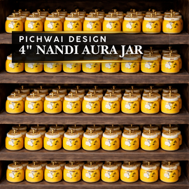 4 Inch Yellow Pichwai Metal Jar ( 10 Piece )