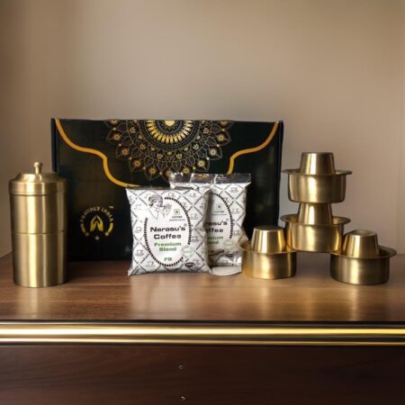 Proudly India Brass Coffee Filter, 4 Dabara Set: 4-Cup Drip Coffee Filter, Reusable Metal Coffee Filter for Authentic South Indian Coffee Maker