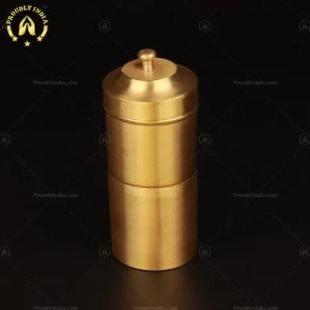 Proudly India Coffee Filter, 2 Cup Matt Brass Reusable Filter, Kumbakonam Kaapi Filter
