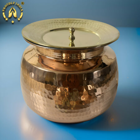 PROUDLY INDIA Copper Biryani Handi, 8 Liter Cooking Pot, Big Degchi with Ladle, Biryani Cooking Handi