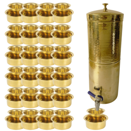 PROUDLY INDIA Coffee Filter, Big Brass Hammered Coffee Filter, 25 Dabara With Party Style Coffee Maker, Filter Coffee Machine, Brew Filter