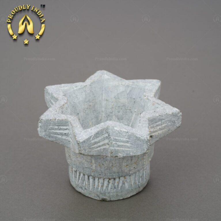 Set of 2 Soapstone Star Agal Lamp