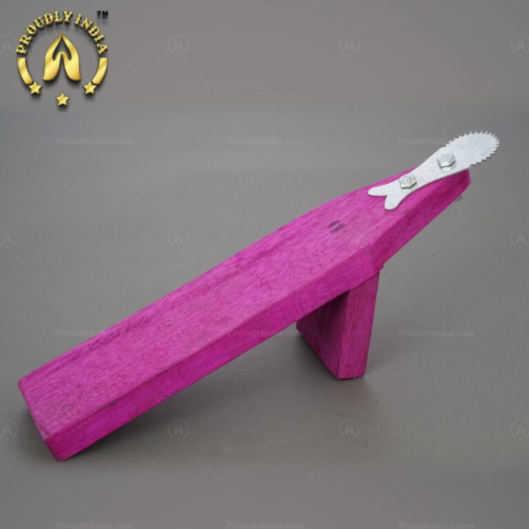 Traditional Iron Vegetable Cutter, Wood Coconut Thiruvi