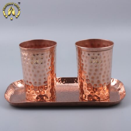 Copper Tray With 2 Copper Glass