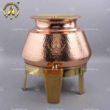 Copper Water Dispenser With Stand And 2 Copper Glass
