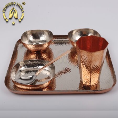Copper Square Thali Set 6 Piece