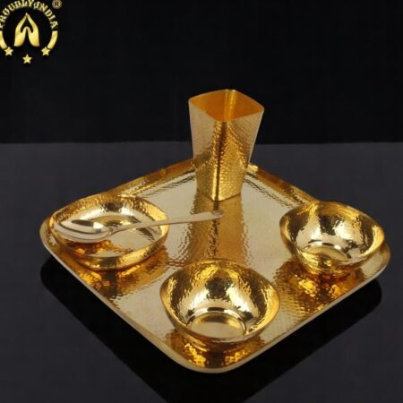 6 Piece Square Brass Dinner Set