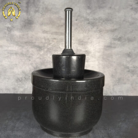 8 Inch Black Granite Aatukal | Manual Hand Grinder | Molcajete