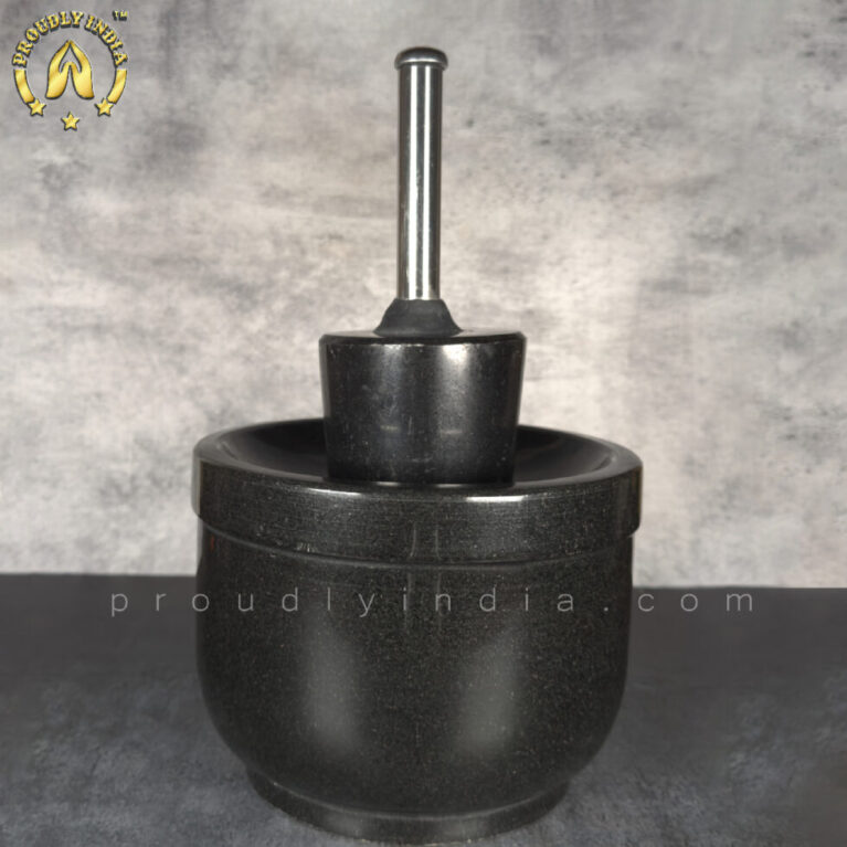 8 Inch Black Granite Aatukal | Manual Hand Grinder | Molcajete