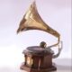 78 RPM Antique Gramophone With Brass Carved Horn