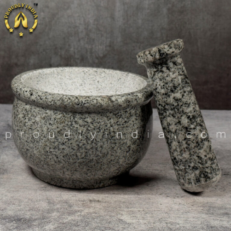 6 Inch Marble Mortar & Pestle | Khalbatta | Idikallu | Molcajete