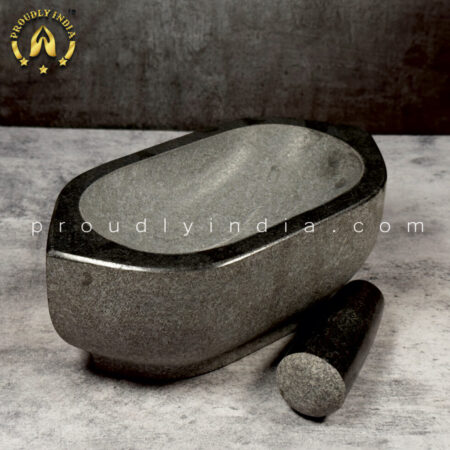 Big Black Granite Ayurvedic Herb Masher | Big Kalvam