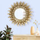 Golden Bloom Aura Metal Wall Mirror