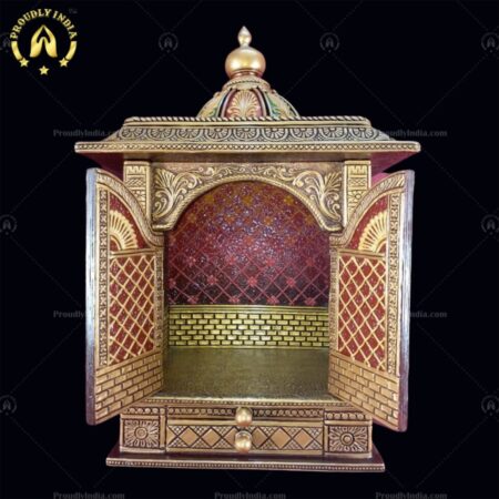 Buy Online Small Golden Door Mandir,Temple,Mandir, Pooja Ghar, Mandapam For Worship, Handmade Hand Painted, Traditional Indian Style