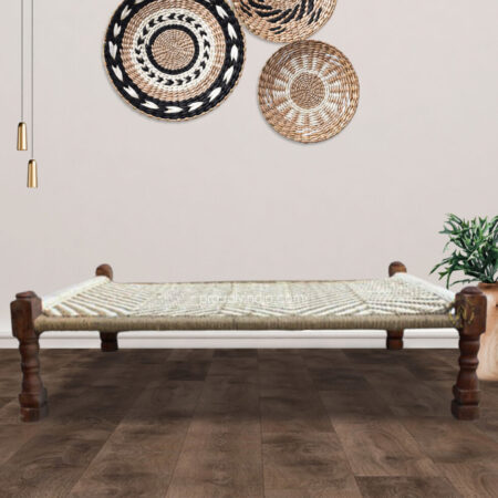 Leg Carved Manjhi Charpai Outdoor Daybed