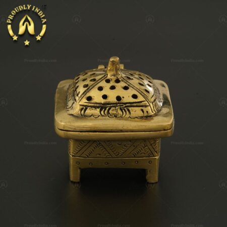 Handcrafted Brass Incense Burner Of Small Size, Trinket Box